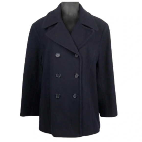 Mario De Pinto Pea Coat Women’s Size Medium Navy Wool Double Breasted FallWinter - Picture 1 of 16